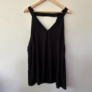 ASOS Witchy Flowy Tank Top Plus Size 22 Black Nearly Sheer Strappy Whimsigoth